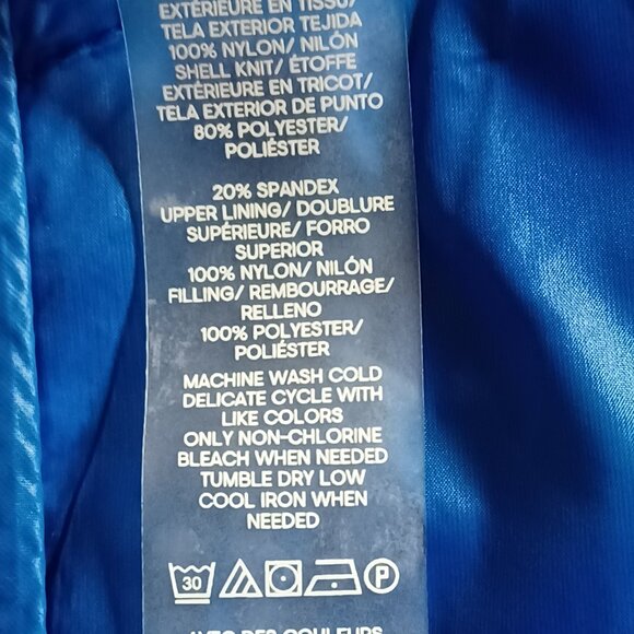 EUC Lou & Grey Electric Blue Chevron Hooded Puffer Jacket Size Large - Picture 5 of 5